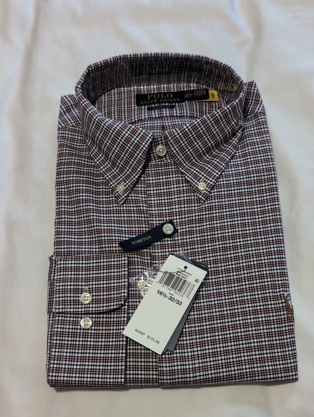 Polo by Ralph Lauren Men's Burgundy and Black Mini Check Button-Down Shirt